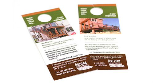 Door Hangers and other marketing materials printed at BPI Color