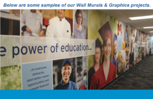 Wall murals can be designed by, printed by and installed by BPI